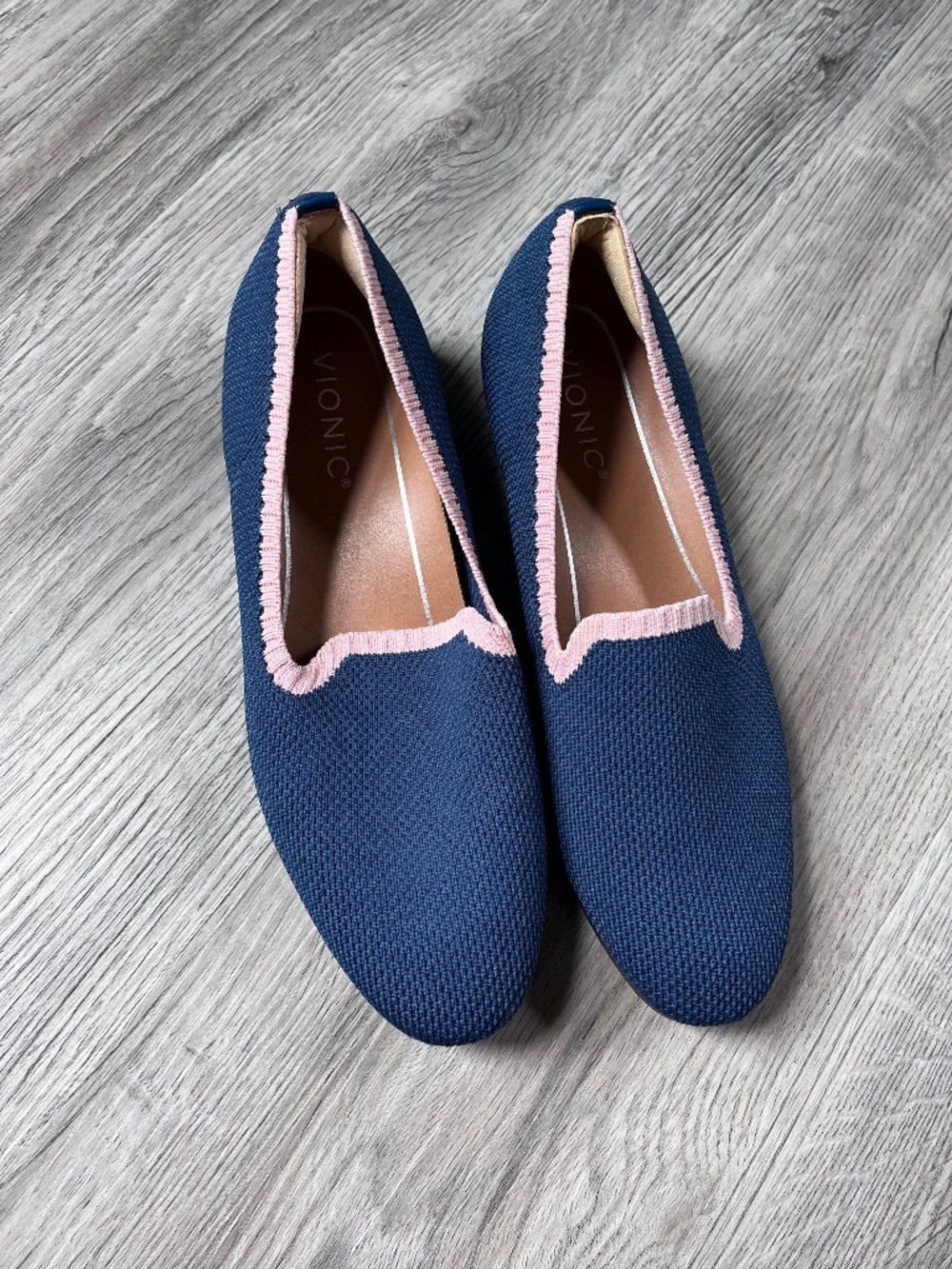 Vionic Willa Knit Womens blue Ballet Flats Pink Trim Loafers Size 7